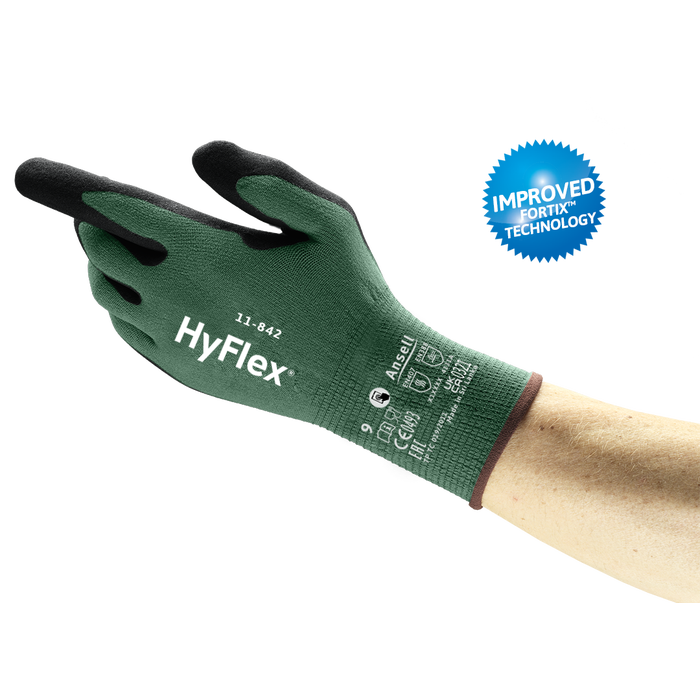 Gants Hyflex nylon recyclé 11-842 vert/noir - ANSELL